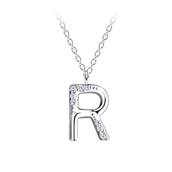 Silver Letter R Necklace - 18906