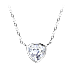 6mm Trillion Cubic Zirconia Silver Neckalce - 18777 6mm Trillion Cubic Zirconia Silver Neckalce - 18777