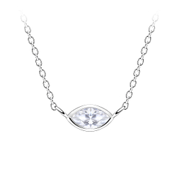 3x6mm Marquise Cubic Zirconia Silver Necklace - 18786