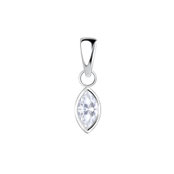 3x6mm Marquise Cubic Zirconia Silver Pendant - 18874 3x6mm Marquise Cubic Zirconia Silver Pendant - 18874