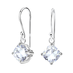 6mm Cushion Cubic Zirconia Silver Earrings - 18865