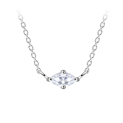 3x6mm Marquise Cubic Zirconia Silver Necklace - 18792