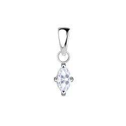 3x6mm Marquise Cubic Zirconia Silver Pendant - 18879