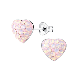 Silver Heart Crystal Stud Earrings - Wholesale - 9876 Silver Heart Crystal Stud Earrings - Wholesale - 9876