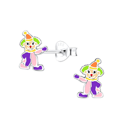 Silver Clown Stud Earrings - 18657