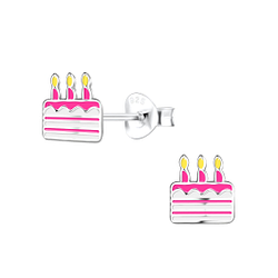 Silver Cake Stud Earrings - 18645