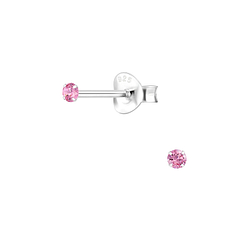 2mm Round Cubic Zirconia Silver Stud Earrings - Wholesale - 1337