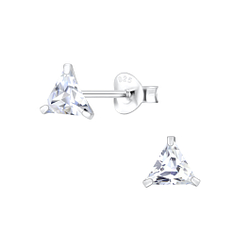 5mm Triangle Cubic Zirconia Silver Stud Earrings - 18757