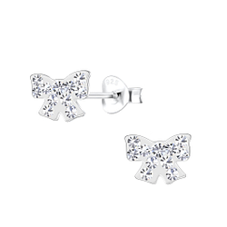 Silver Bow Stud Earrings  - 18199