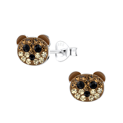 Silver Bear Stud Earrings - 18794
