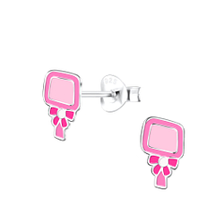 Silver Handheld Mirror Stud Earrings - 18585