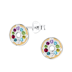 Silver Donut Stud Earrings - 18814
