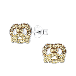 Silver Pretzel Stud Earrings - 18663