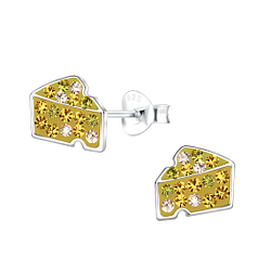 Silver Cheese Stud Earrings - 18819
