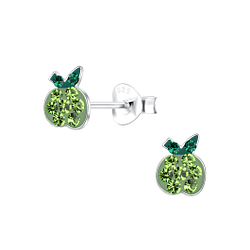 Silver Apple Stud Earrings - 19099