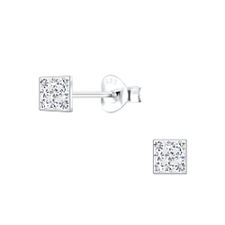 Silver Square Stud Earrings - 19105