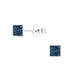 Silver Square Stud Earrings - 19105