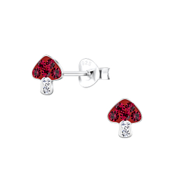 Silver Mushroom Stud Earrings - 19107