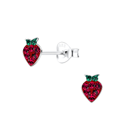 Silver Strawberry Stud Earrings - 19091