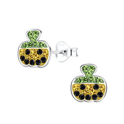 Silver Pumpkin Stud Earrings - 19103