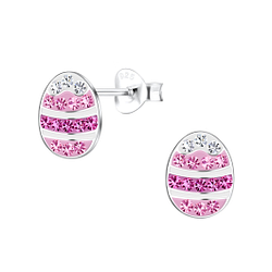 Silver Easter Egg Stud Earrings - 18648