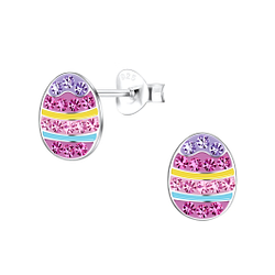 Silver Easter Egg Stud Earrings - 18649