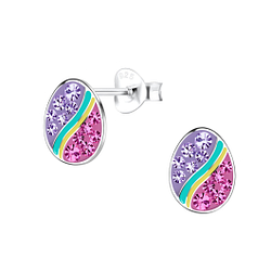 Silver Easter Egg Stud Earrings - 18615