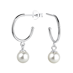 6mm Pearl Silver Stud Earrings - 17282