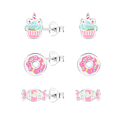Silver Sweets Stud Earrings Set - 18555