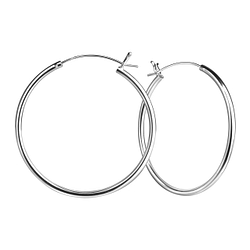 40mm Silver French Lock Hoop Earrings - 9602