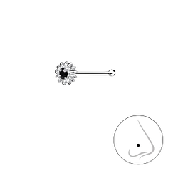 Silver Flower Nose Stud With Ball - 18744