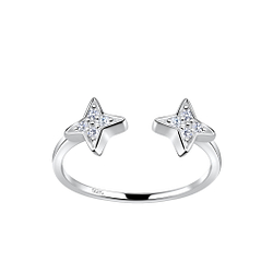Silver Opened Star Ring - 19244