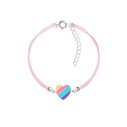 Silver Rainbow Heart Cord Bracelet - 19181