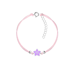 Silver Flower Cord Bracelet - 19176