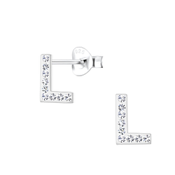 Silver Letter L Stud Earrings - 19191