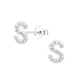 Silver Letter S Stud Earrings - 19195 Silver Letter S Stud Earrings - 19195