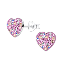 Silver Heart Stud Earrings - 19205