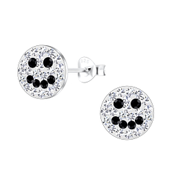 Silver Smiley Face Stud Earrings - 10859