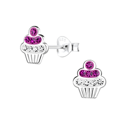 Silver Cupcakes Stud Earrings - 19202