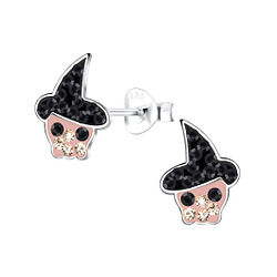 Silver Skull Stud Earrings - 19256