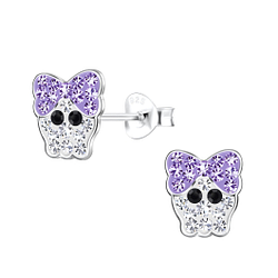Silver Skull Stud Earrings - 19257