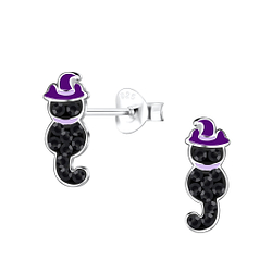 Silver Cat Stud Earrings - 19216 Silver Cat Stud Earrings - 19216