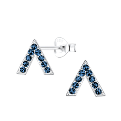 Silver V Shaped Stud Earrings - 18690