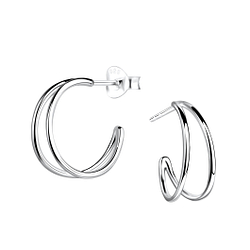 Silver Half Hoop Stud Earrings - 19133 Silver Half Hoop Stud Earrings - 19133
