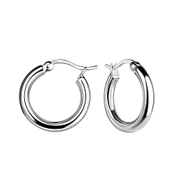 17mm Silver French Lock Hoop Earrings - 19167