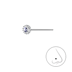Silver Flower Crystal Nose Stud - Wholesale - 19245 Silver Flower Crystal Nose Stud - Wholesale - 19245