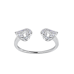 Silver Opened Heart Ring - 18546