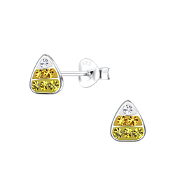 Silver Candy Corn Stud Earrings - 19097