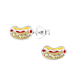 Silver Hot Dog Stud Earrings - 19274