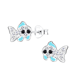 Silver Fish Stud Earrings - 19372